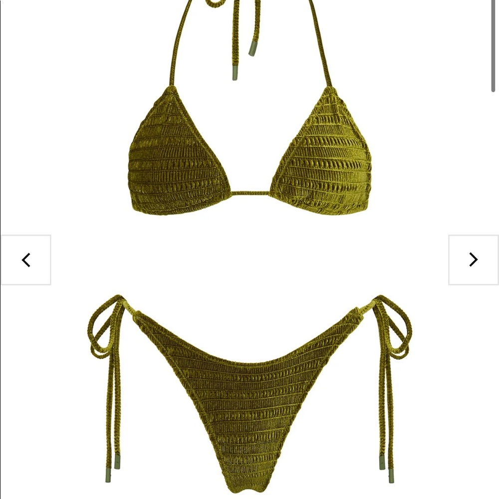TRIANGL GREEN VELVET TRIANGLE BIKINI SET